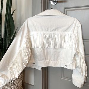 HengSheng White Fringed Jean Jacket